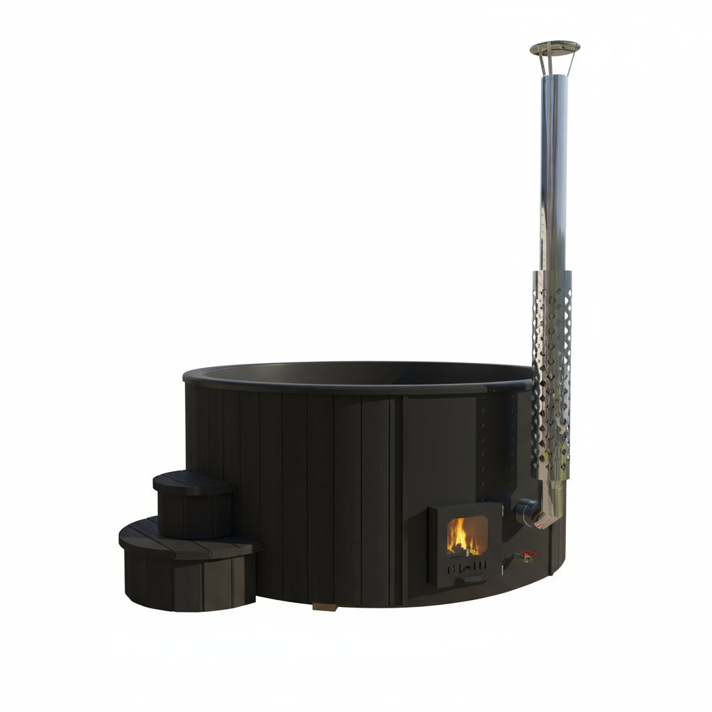 Wood-Burning Hot Tub - Black