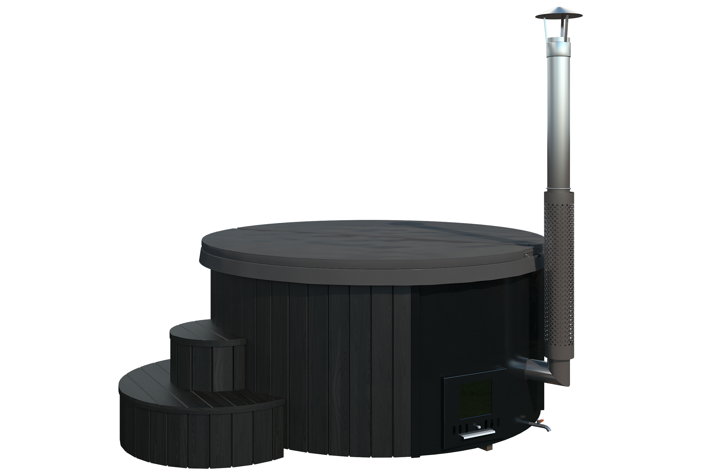 Wood-Burning Hot Tub - Black